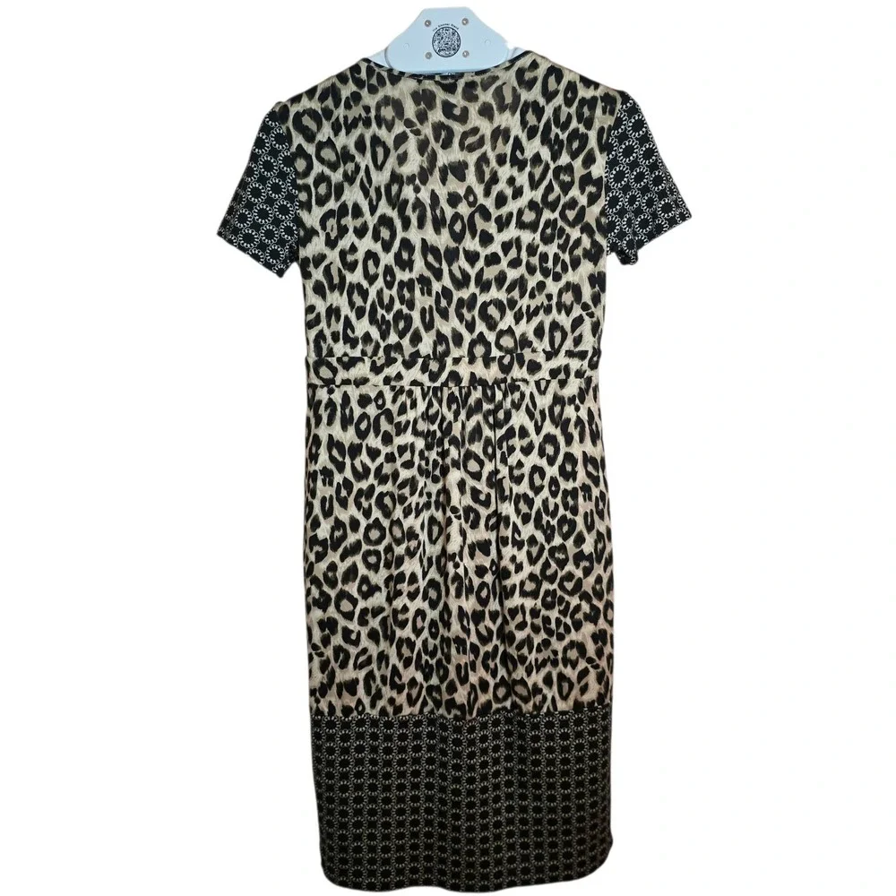 Weekend Max Mara Leopard‎ Silk Cotton Midi Dress Women Long Sleeve Daywear